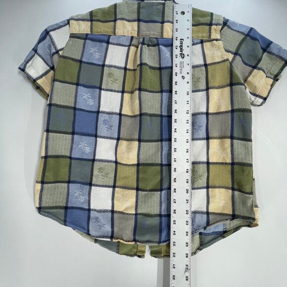 Classic Elements Womens Blouse Plus 18W Blue Green Yellow Plaid 100% Cotton - Picture 4 of 6